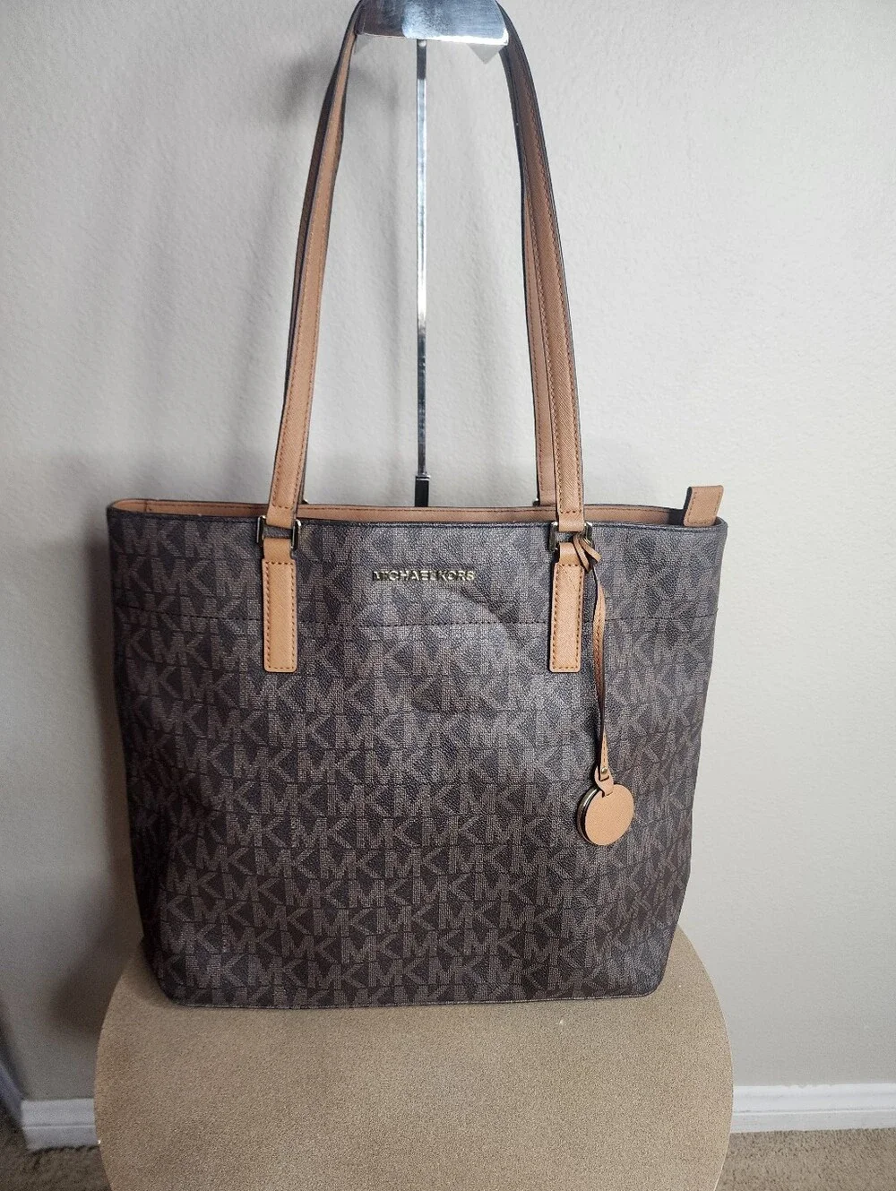 Michael Kors Brown Signature Logo Morgan Tote with COA